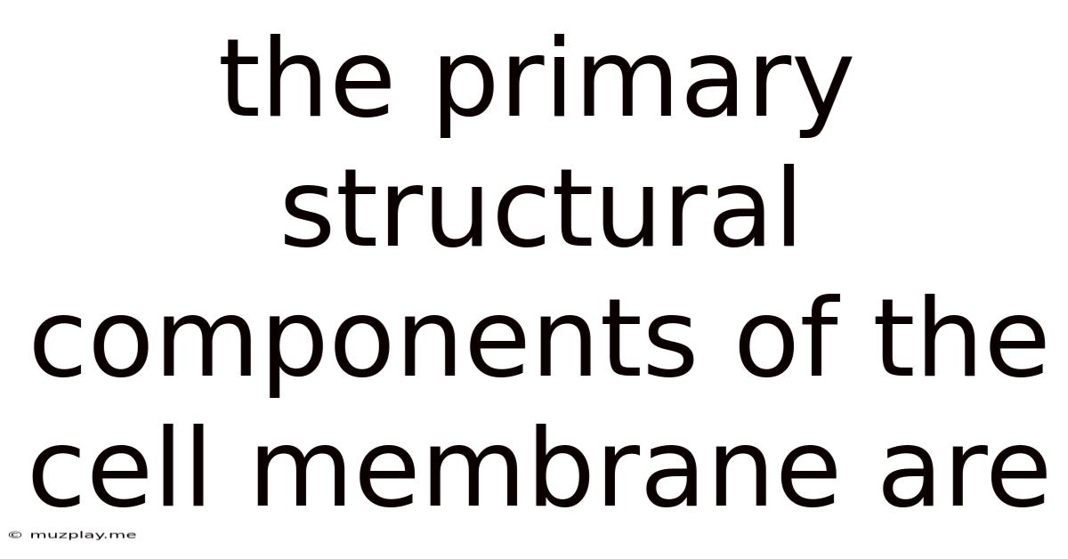 The Primary Structural Components Of The Cell Membrane Are
