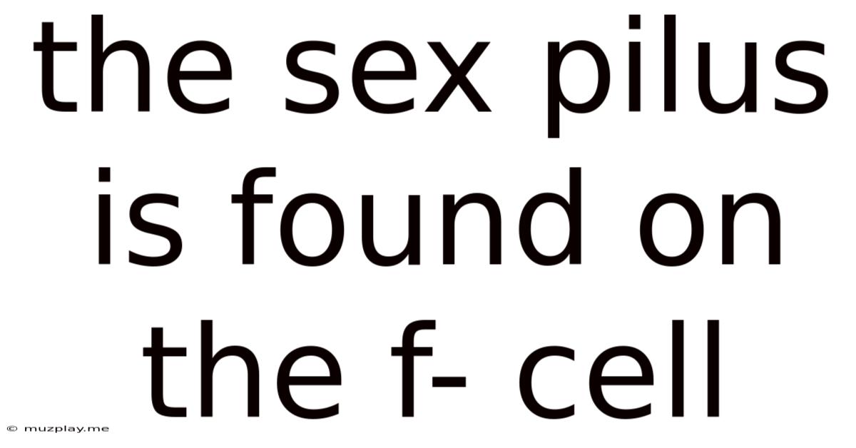 The Sex Pilus Is Found On The F- Cell