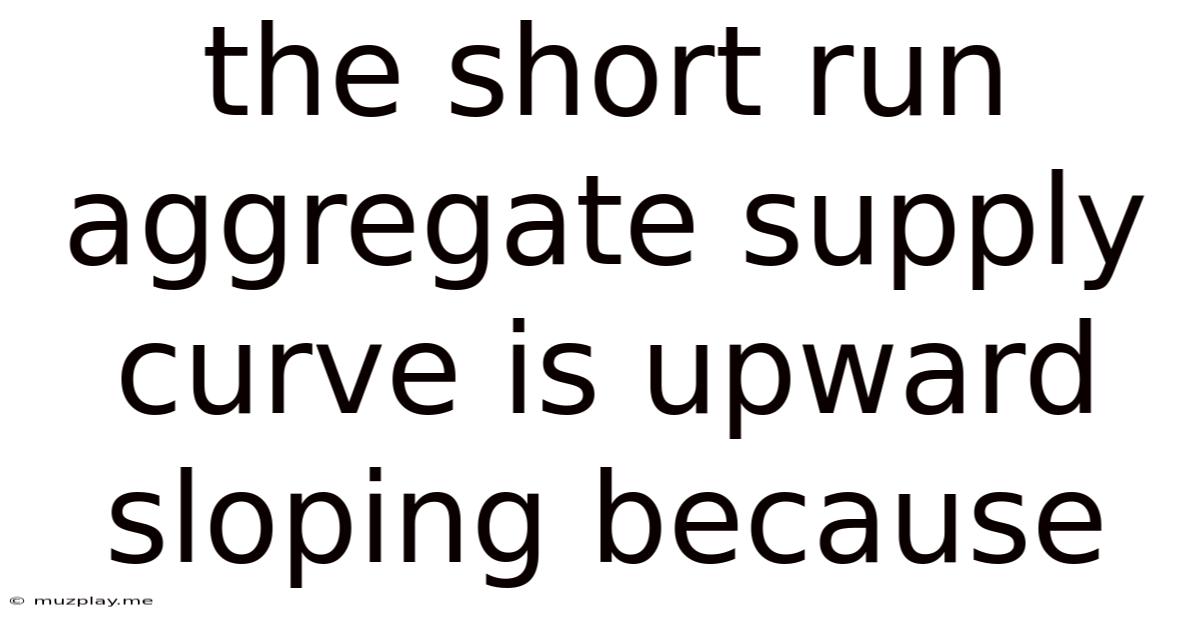 The Short Run Aggregate Supply Curve Is Upward Sloping Because