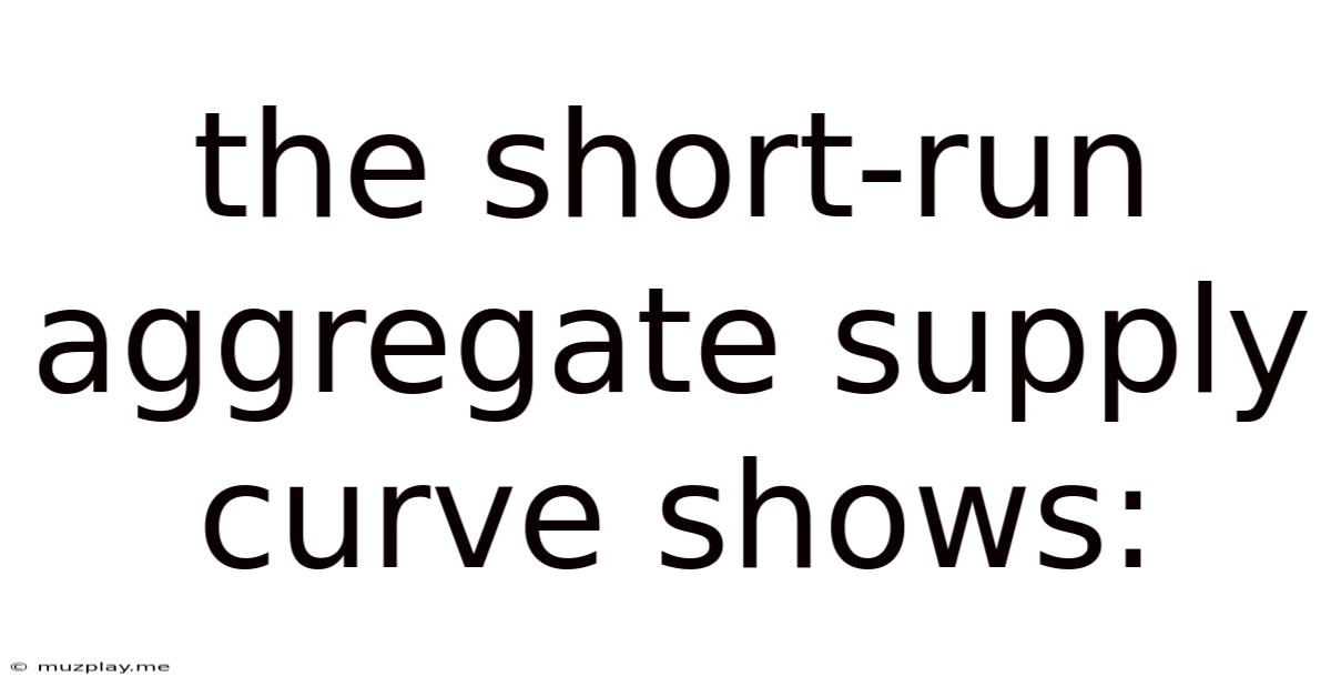 The Short-run Aggregate Supply Curve Shows: