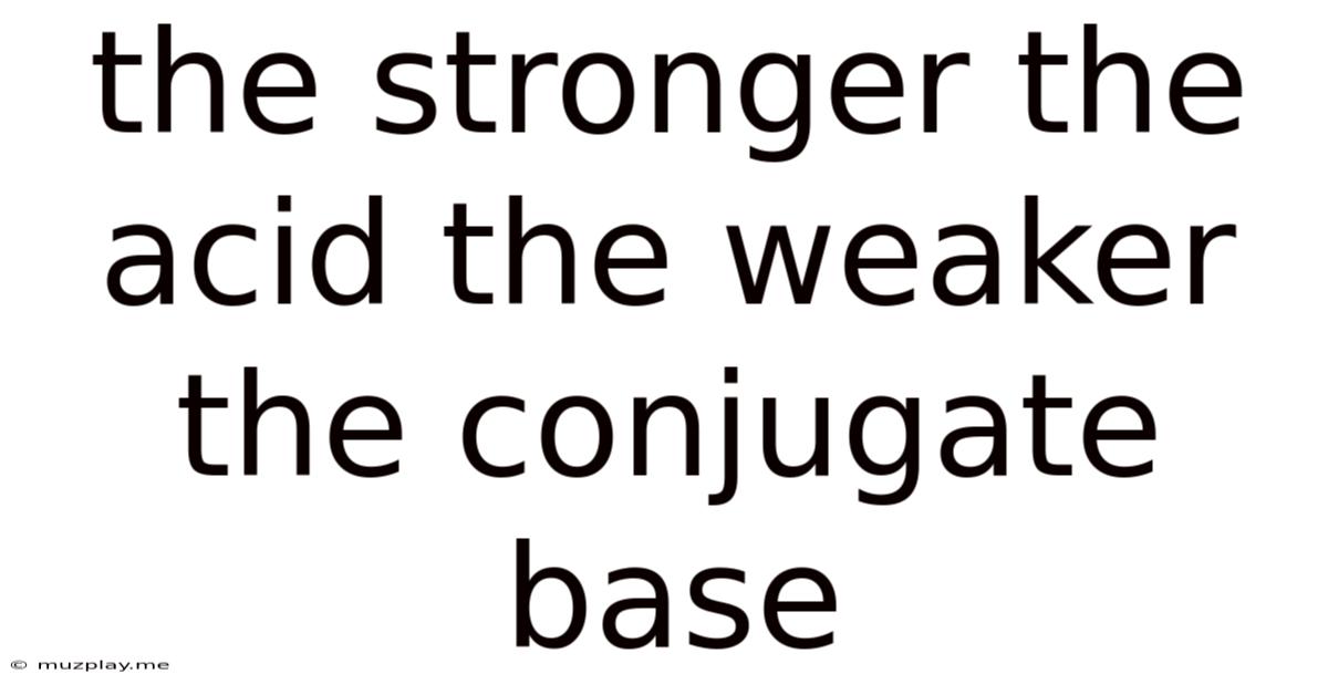 The Stronger The Acid The Weaker The Conjugate Base