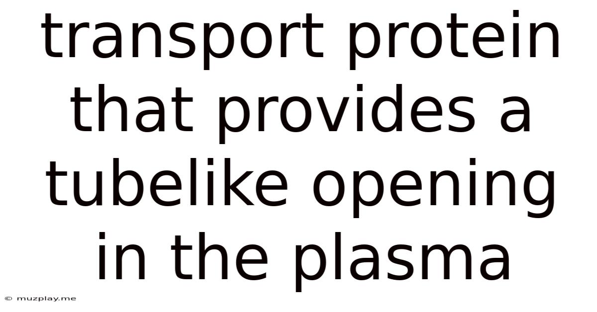 Transport Protein That Provides A Tubelike Opening In The Plasma