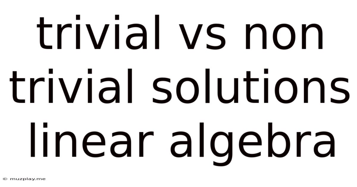 Trivial Vs Non Trivial Solutions Linear Algebra