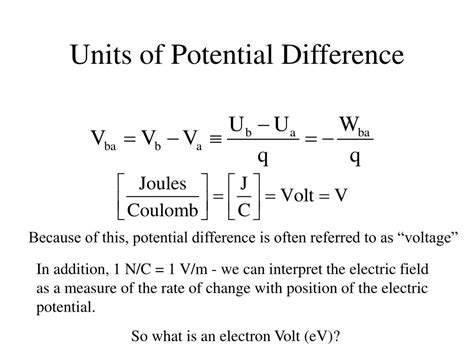 Unit Of Potential Difference In Electricity