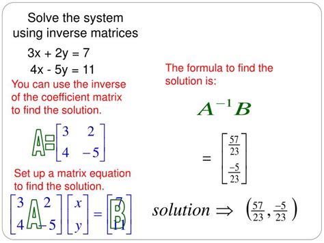 Use Inverse Matrix To Solve System Of Equations