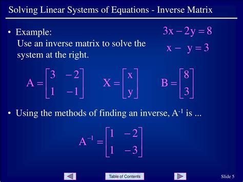 Using Inverse Matrix To Solve System Of Equations