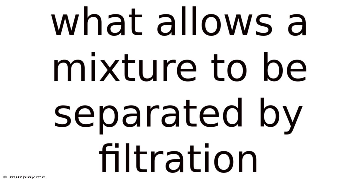 What Allows A Mixture To Be Separated By Filtration