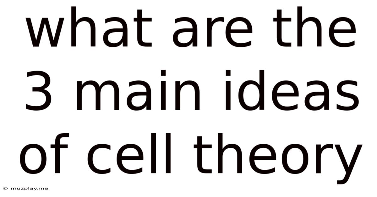 What Are The 3 Main Ideas Of Cell Theory