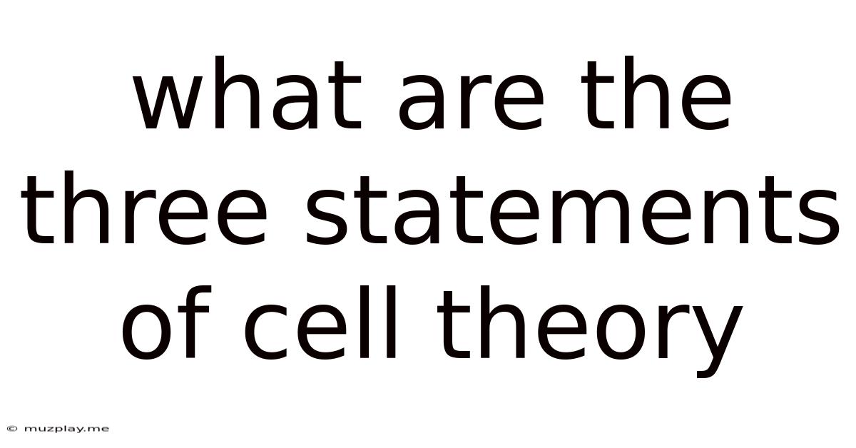 What Are The Three Statements Of Cell Theory