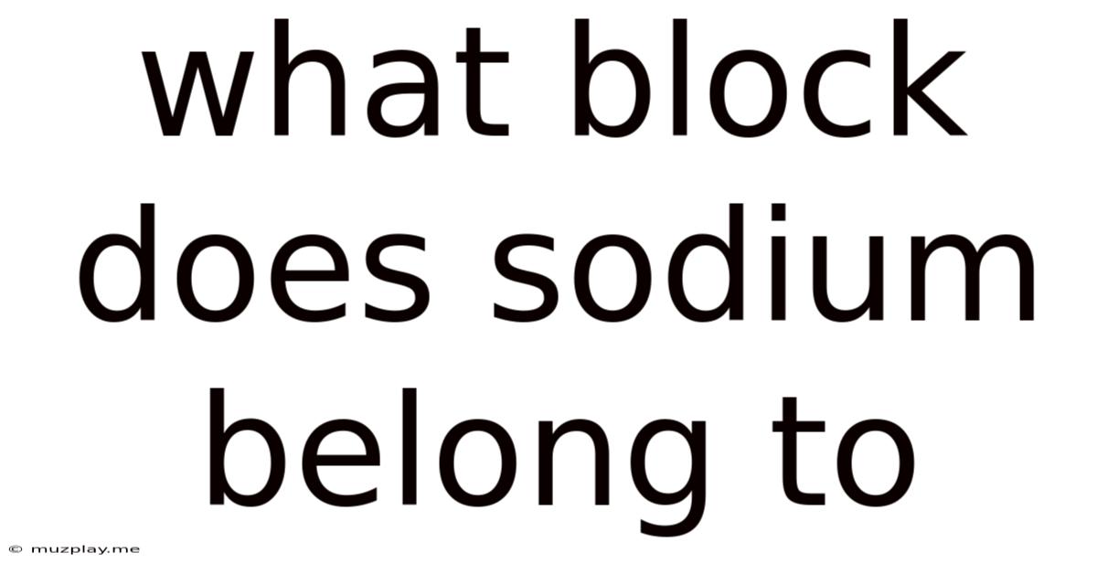 What Block Does Sodium Belong To