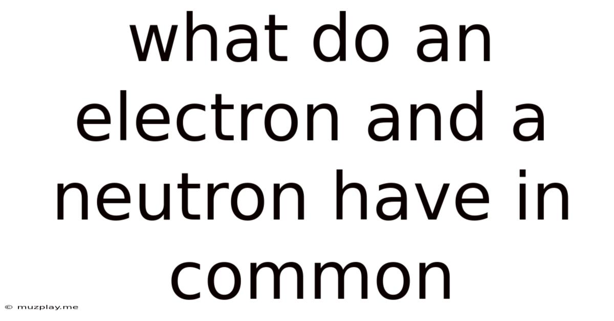 What Do An Electron And A Neutron Have In Common