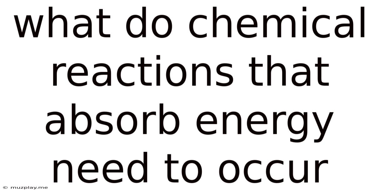 What Do Chemical Reactions That Absorb Energy Need To Occur