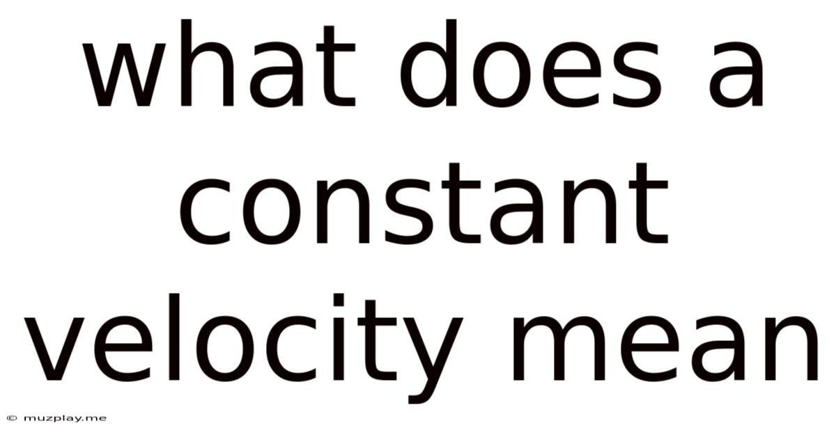 What Does A Constant Velocity Mean