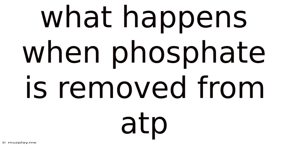 What Happens When Phosphate Is Removed From Atp