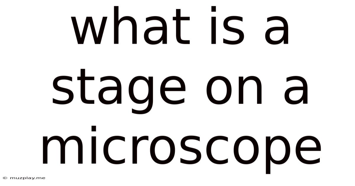 What Is A Stage On A Microscope