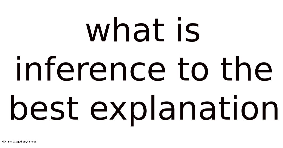 What Is Inference To The Best Explanation