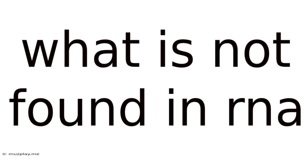 What Is Not Found In Rna