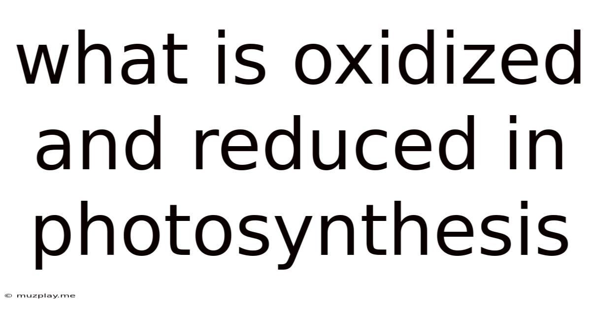 What Is Oxidized And Reduced In Photosynthesis