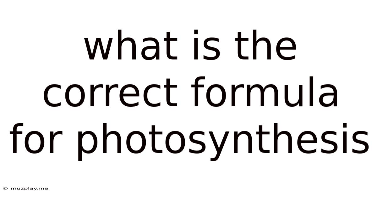 What Is The Correct Formula For Photosynthesis