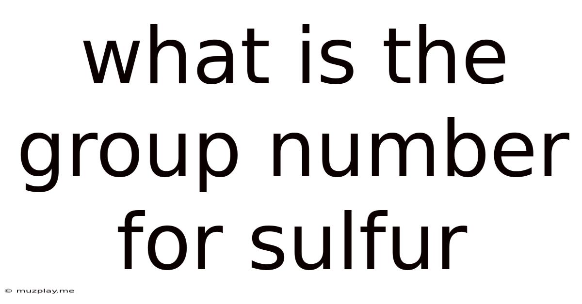 What Is The Group Number For Sulfur