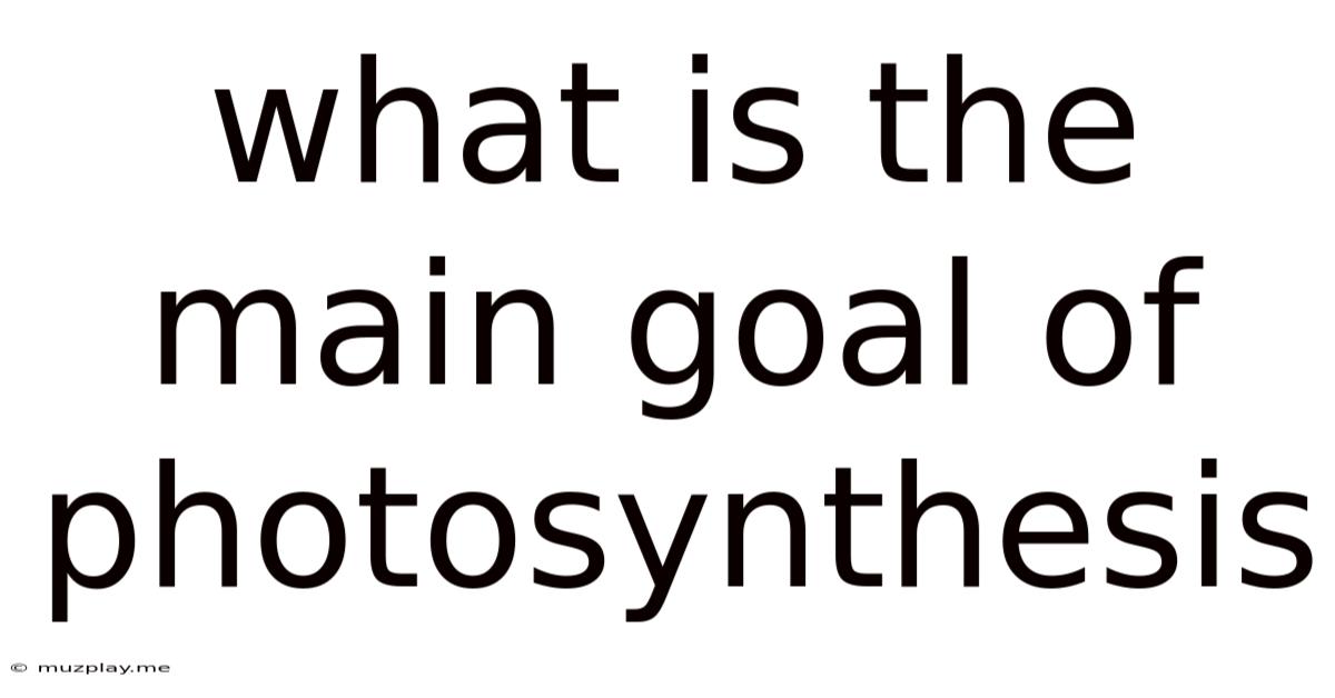 What Is The Main Goal Of Photosynthesis