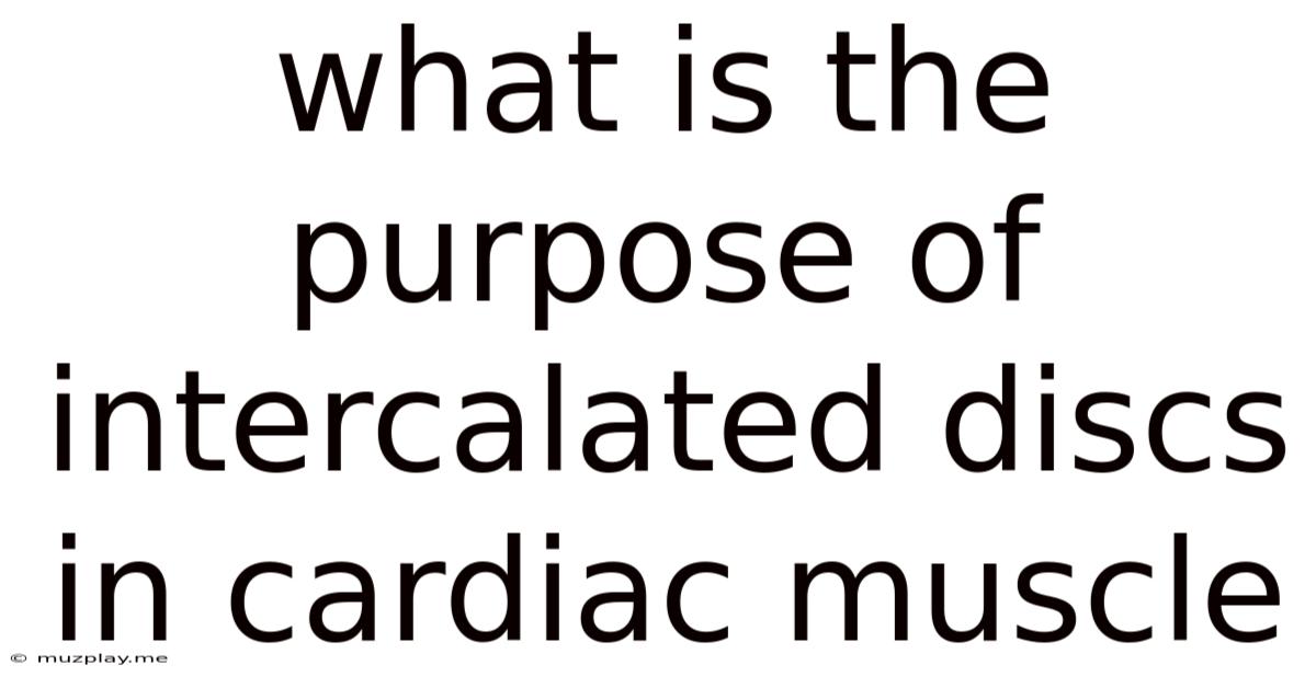 What Is The Purpose Of Intercalated Discs In Cardiac Muscle