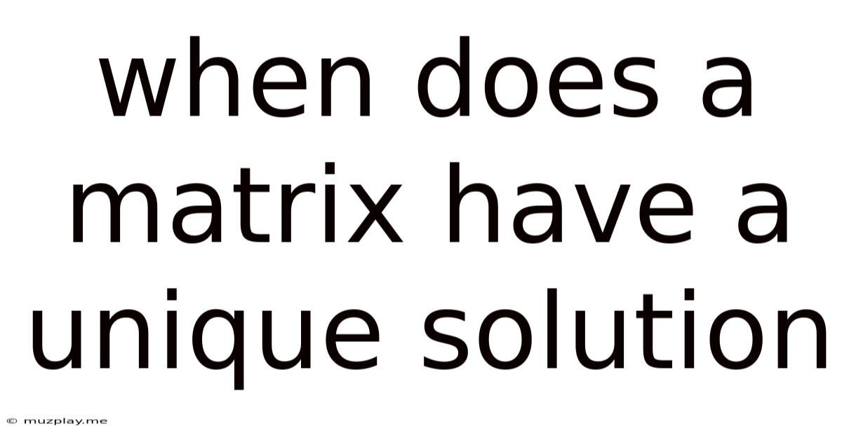 When Does A Matrix Have A Unique Solution