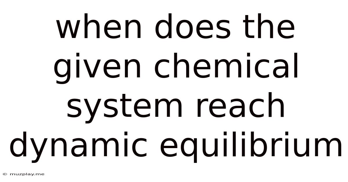 When Does The Given Chemical System Reach Dynamic Equilibrium