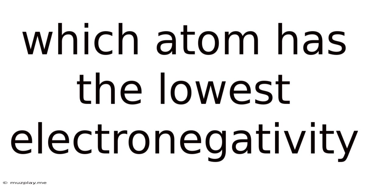 Which Atom Has The Lowest Electronegativity