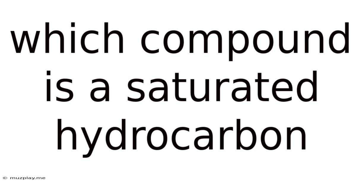 Which Compound Is A Saturated Hydrocarbon