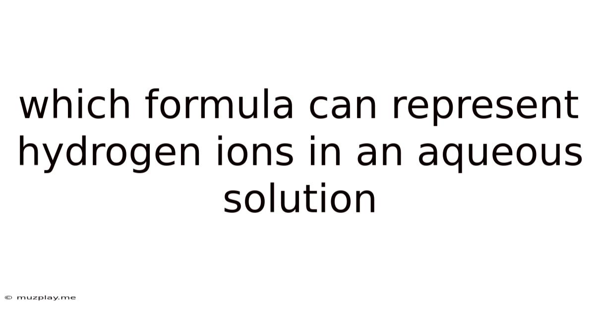 Which Formula Can Represent Hydrogen Ions In An Aqueous Solution