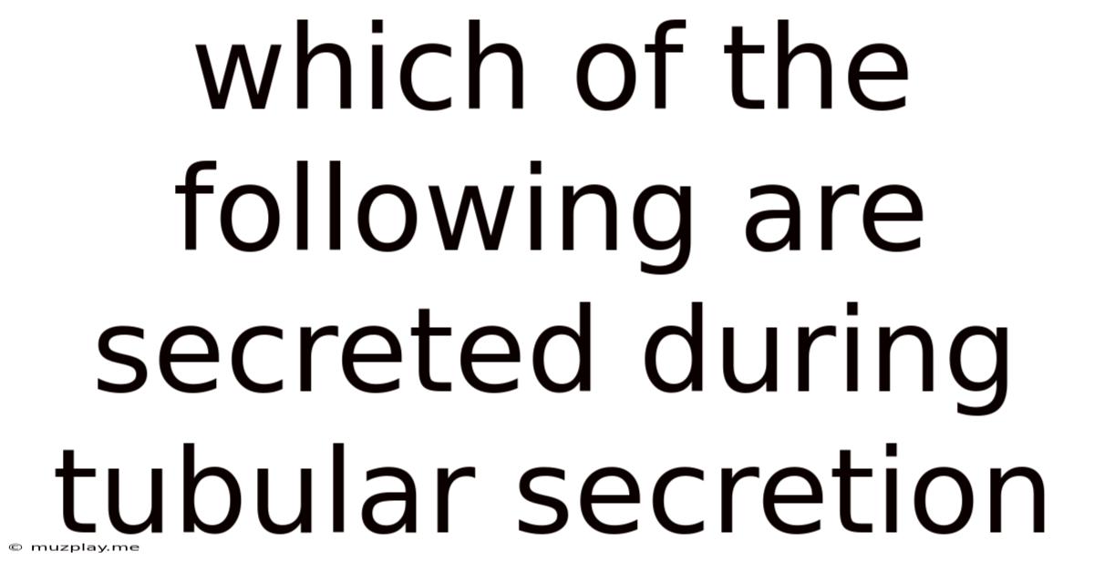 Which Of The Following Are Secreted During Tubular Secretion