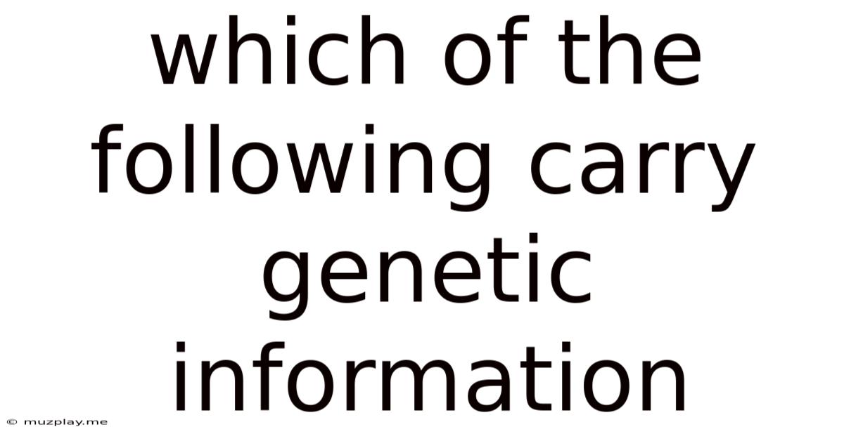 Which Of The Following Carry Genetic Information