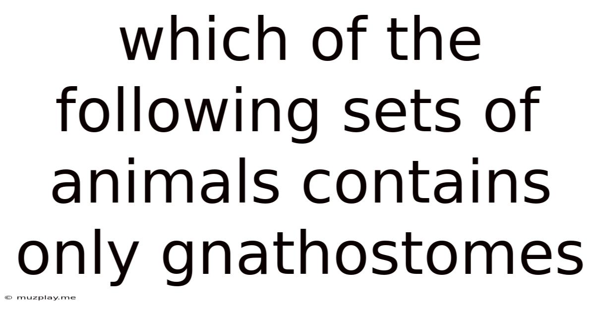 Which Of The Following Sets Of Animals Contains Only Gnathostomes