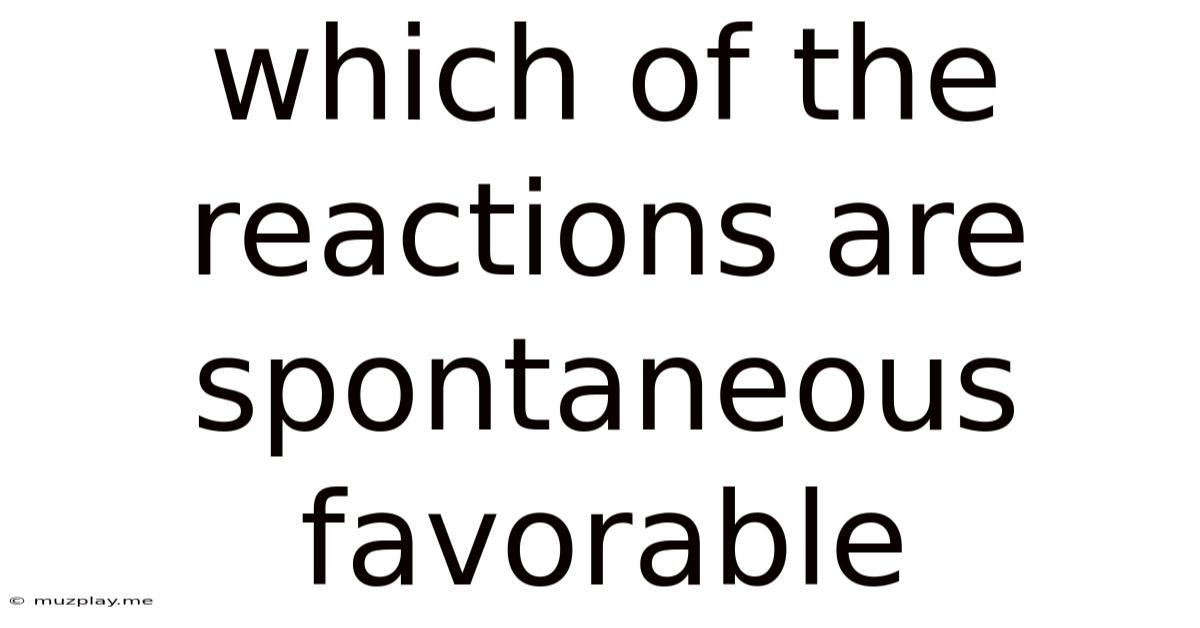 Which Of The Reactions Are Spontaneous Favorable
