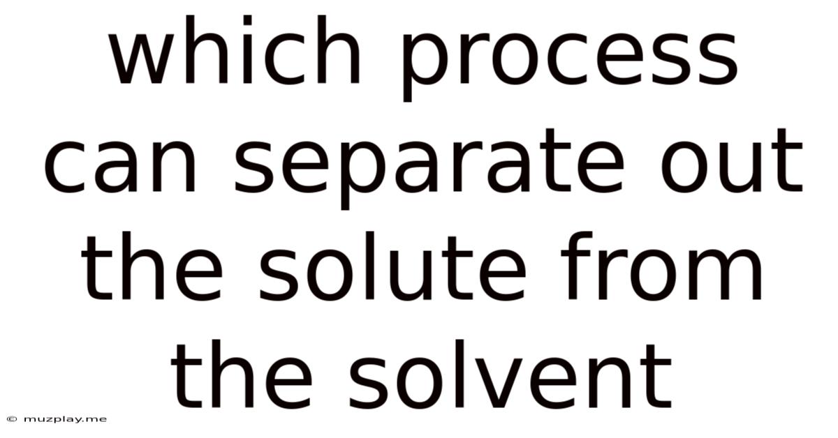 Which Process Can Separate Out The Solute From The Solvent