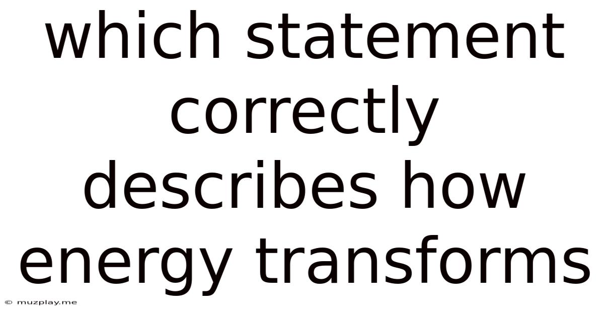 Which Statement Correctly Describes How Energy Transforms