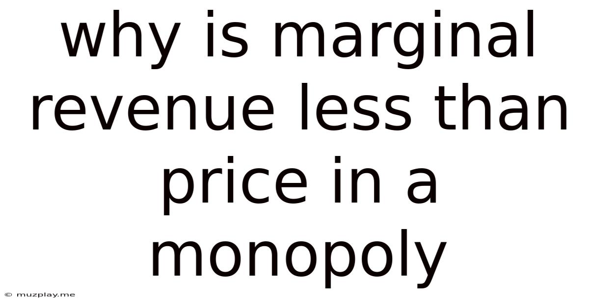 Why Is Marginal Revenue Less Than Price In A Monopoly